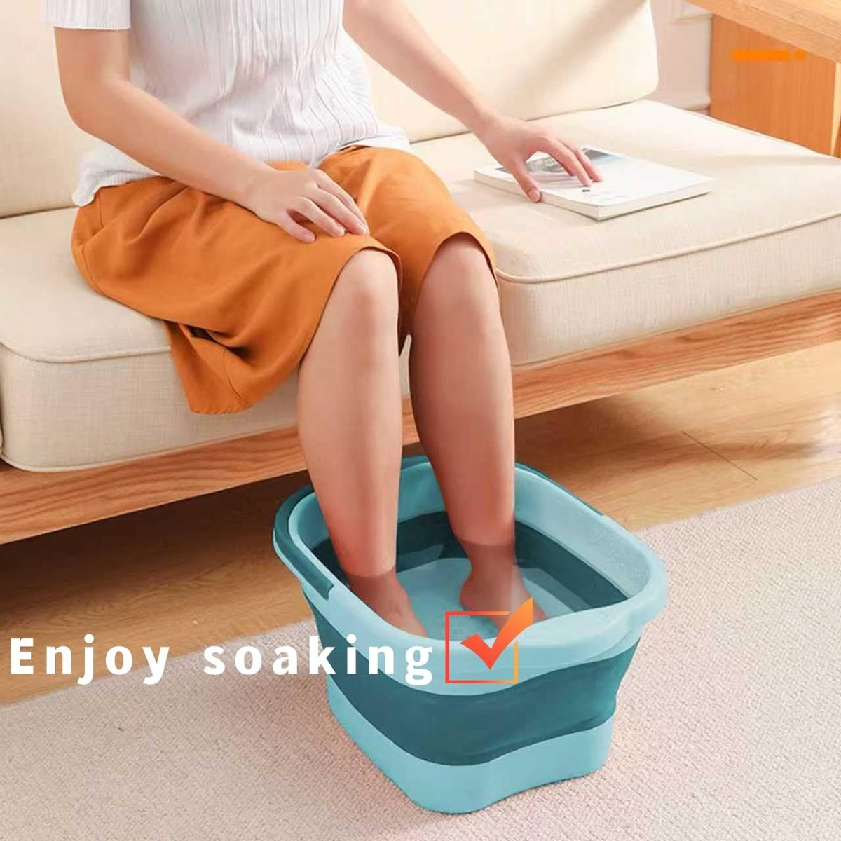 Leemeimei Collapsible Foot Bath Tub 15L (4 GL) with Handle - Portable Foot Soak Bucket for Dry Cracked Feet, Green - görsel 13