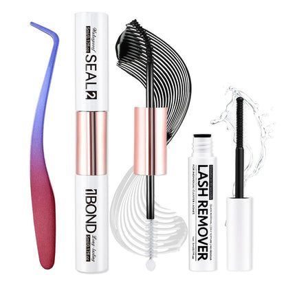 Miuffue 3-Piece DIY Lash Kit: Bond, Seal, Tweezers & Remover – Complete Eyelash Extension Kit