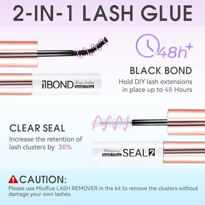 Miuffue 3-Piece DIY Lash Kit: Bond, Seal, Tweezers & Remover – Complete Eyelash Extension Kit