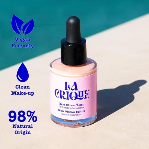 La Crique Glow Primer Serum – Hydrating Primer with Hyaluronic Acid & Prickly Pear Extract – 98% Natural, Vegan, 1.01 Fl Oz - görsel 10