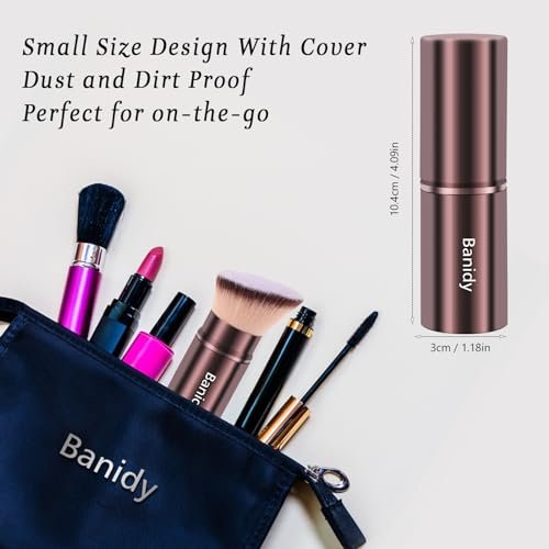 Retractable Kabuki Brush for Foundation, Powder, Blush, Bronzer – Travel-Friendly Flawless Makeup Brush, Cruelty Free with Cover (Brown) - görsel 14