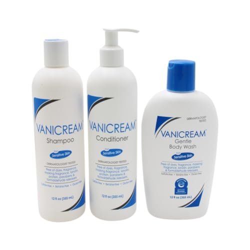 Vanicream 3-in-1 Shampoo, Conditioner & Body Wash – 12 oz Each (Pack of 3) – Gentle, Fragrance-Free, Sensitive Skin Formula Avelisse