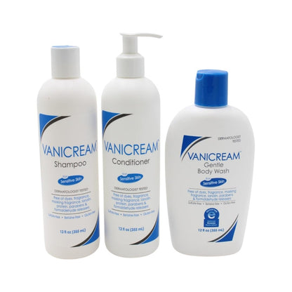 Vanicream 3-in-1 Shampoo, Conditioner & Body Wash – 12 oz Each (Pack of 3) – Gentle, Fragrance-Free, Sensitive Skin Formula Avelisse