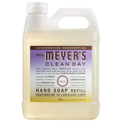 Mrs. Meyer's Clean Day Hand Soap Refill, Compassion Flower Scent, 33 Fl Oz Avelisse