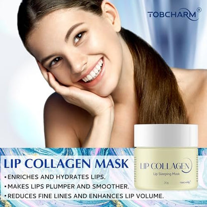 Lip Sleeping Mask (20g) - Collagen Lip Mask Overnight with Hyaluronic Acid & Peptide Complex for Lip Wrinkle Repair and Plumping, Natural Hydration for Smooth Lips Avelisse