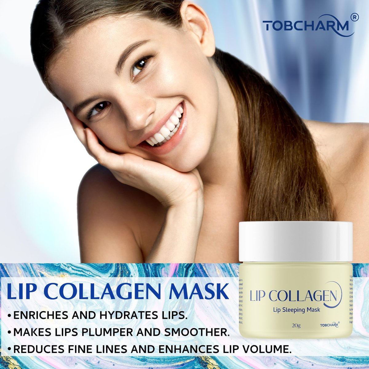 Lip Sleeping Mask (20g) - Collagen Lip Mask Overnight with Hyaluronic Acid & Peptide Complex for Lip Wrinkle Repair and Plumping, Natural Hydration for Smooth Lips Avelisse
