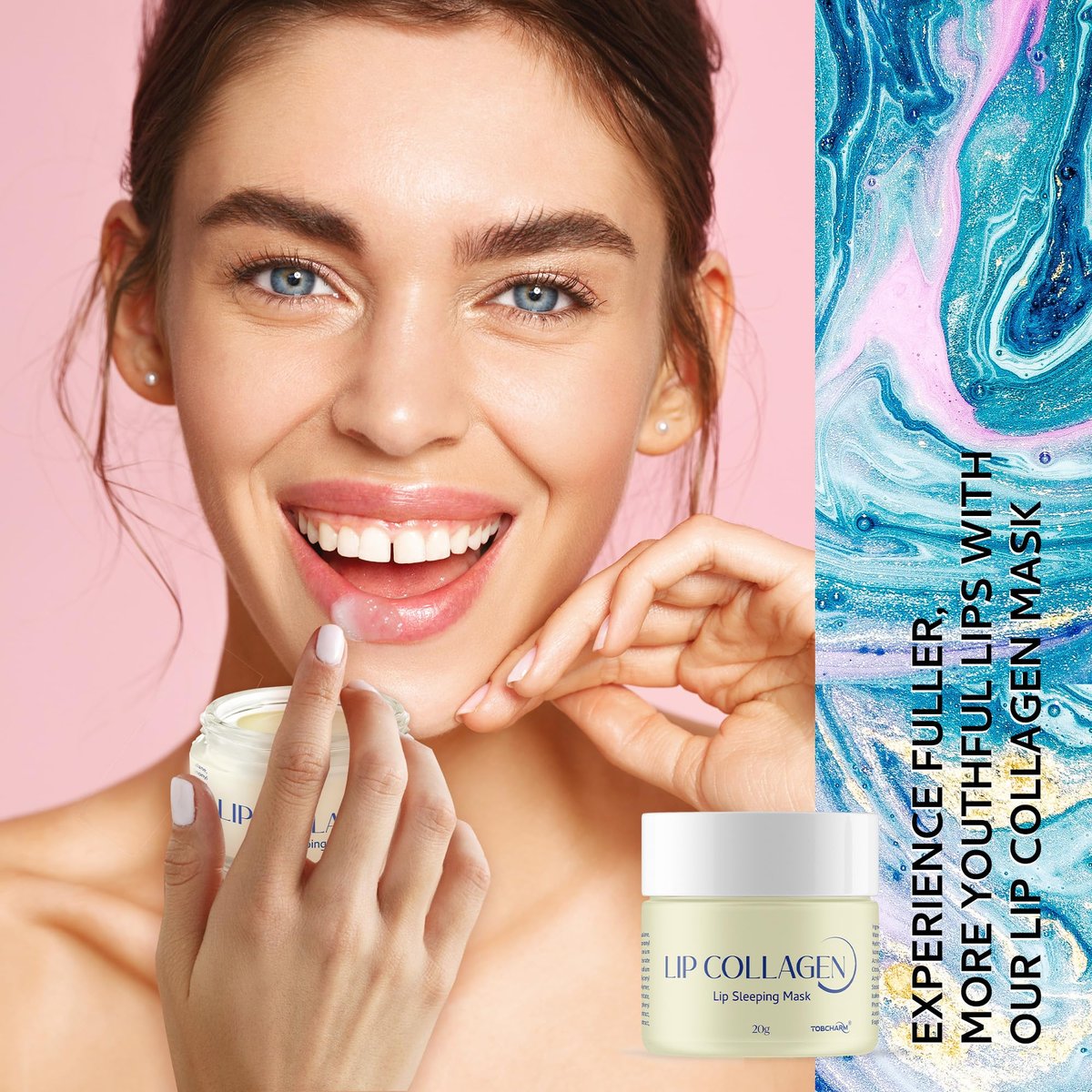 Lip Sleeping Mask (20g) - Collagen Lip Mask Overnight with Hyaluronic Acid & Peptide Complex for Lip Wrinkle Repair and Plumping, Natural Hydration for Smooth Lips Avelisse