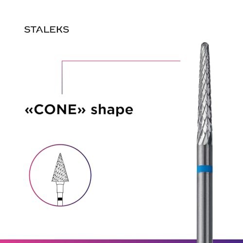 STALEKS PRO Expert Carbide Nail Drill Bit - Cone Shape, Blue Ring, 2.3mm Head / 14mm Working Part - Medium Hardness for Artificial Nail Correction & Skin Processing in Hardware Manicure/Pedicure - görsel 10