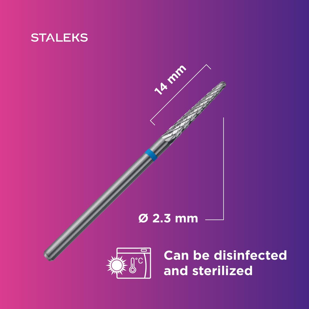 STALEKS PRO Expert Carbide Nail Drill Bit - Cone Shape, Blue Ring, 2.3mm Head / 14mm Working Part - Medium Hardness for Artificial Nail Correction & Skin Processing in Hardware Manicure/Pedicure - görsel 13