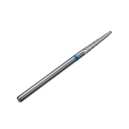 STALEKS PRO Expert Carbide Nail Drill Bit - Cone Shape, Blue Ring, 2.3mm Head / 14mm Working Part - Medium Hardness for Artificial Nail Correction & Skin Processing in Hardware Manicure/Pedicure