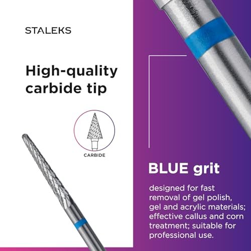 STALEKS PRO Expert Carbide Nail Drill Bit - Cone Shape, Blue Ring, 2.3mm Head / 14mm Working Part - Medium Hardness for Artificial Nail Correction & Skin Processing in Hardware Manicure/Pedicure - görsel 12
