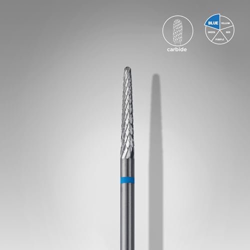 STALEKS PRO Expert Carbide Nail Drill Bit - Cone Shape, Blue Ring, 2.3mm Head / 14mm Working Part - Medium Hardness for Artificial Nail Correction & Skin Processing in Hardware Manicure/Pedicure - görsel 6