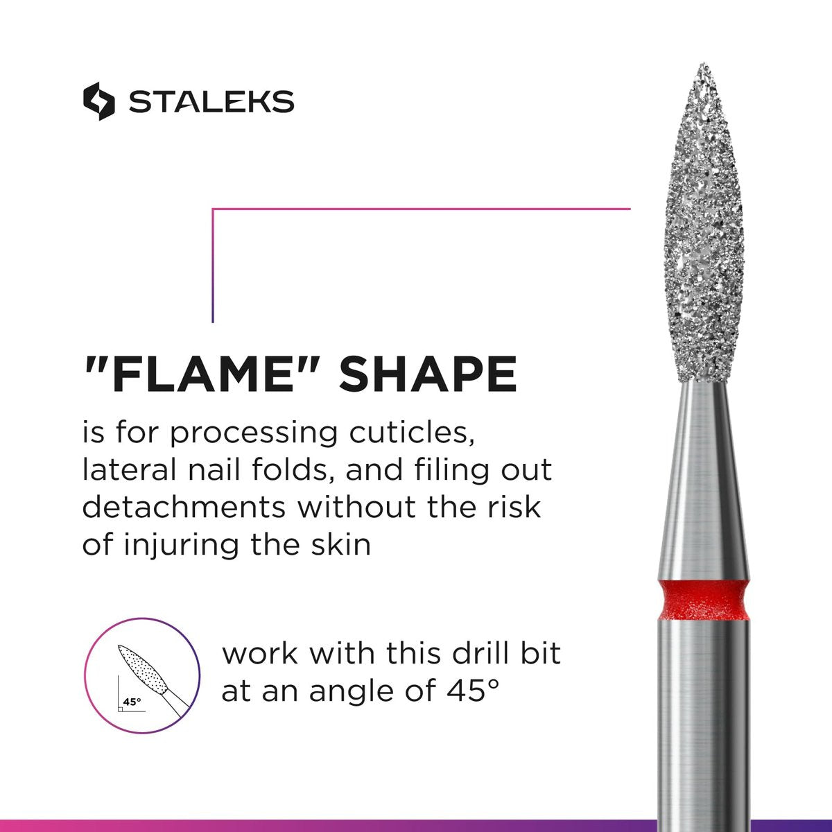 Staleks Pro Diamond Nail Drill Bit Flame Red Expert – 2.1mm Head Diameter, 8mm Working Part – Professional Nail Drill Bit – Diamond Coating – Precise Cuticle & Nail Care Avelisse