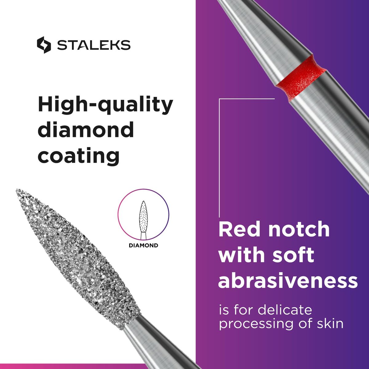 Staleks Pro Diamond Nail Drill Bit Flame Red Expert – 2.1mm Head Diameter, 8mm Working Part – Professional Nail Drill Bit – Diamond Coating – Precise Cuticle & Nail Care Avelisse