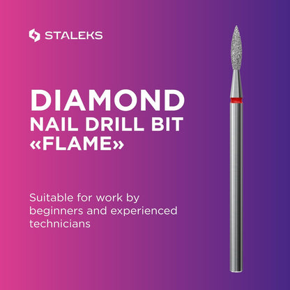 Staleks Pro Diamond Nail Drill Bit Flame Red Expert – 2.1mm Head Diameter, 8mm Working Part – Professional Nail Drill Bit – Diamond Coating – Precise Cuticle & Nail Care Avelisse
