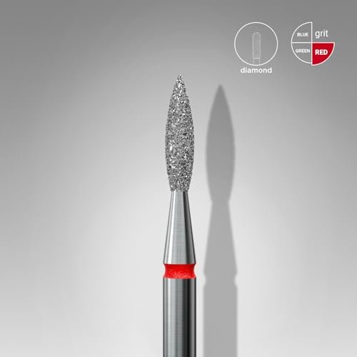 Staleks Pro Diamond Nail Drill Bit Flame Red Expert – 2.1mm Head Diameter, 8mm Working Part – Professional Nail Drill Bit – Diamond Coating – Precise Cuticle & Nail Care Avelisse