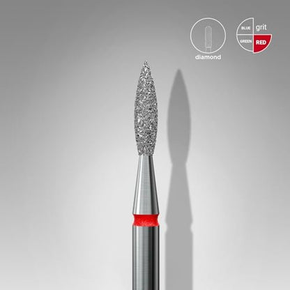 Staleks Pro Diamond Nail Drill Bit Flame Red Expert – 2.1mm Head Diameter, 8mm Working Part – Professional Nail Drill Bit – Diamond Coating – Precise Cuticle & Nail Care Avelisse