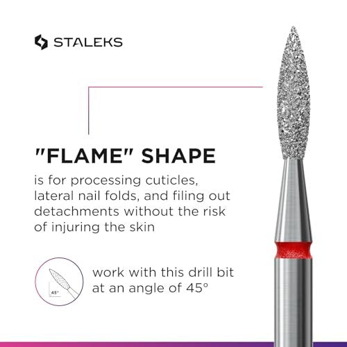 Staleks Pro Diamond Nail Drill Bit Flame Red Expert – 2.1mm Head Diameter, 8mm Working Part – Professional Nail Drill Bit – Diamond Coating – Precise Cuticle & Nail Care Avelisse