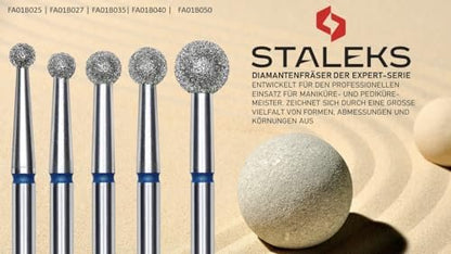 STALEKS PRO Expert Diamond Nail Drill Bit – Ball, Blue, 2.5mm, Medium Grit 120 for Manicure & Pedicure