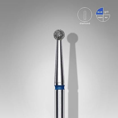 STALEKS PRO Expert Diamond Nail Drill Bit – Ball, Blue, 2.5mm, Medium Grit 120 for Manicure & Pedicure