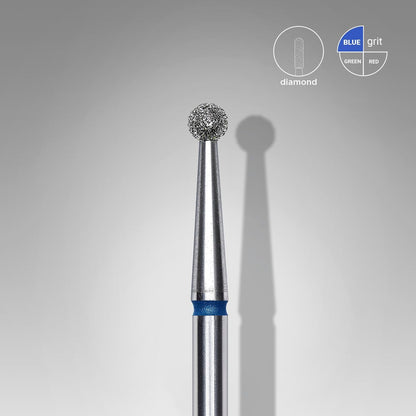 STALEKS PRO Expert Diamond Nail Drill Bit – Ball, Blue, 2.5mm, Medium Grit 120 for Manicure & Pedicure