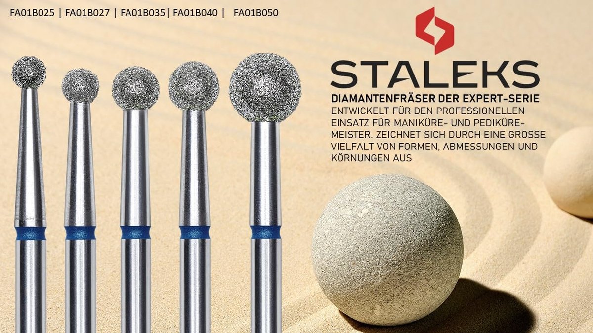 STALEKS PRO Expert Diamond Nail Drill Bit – Ball, Blue, 2.5mm, Medium Grit 120 for Manicure & Pedicure - görsel 7