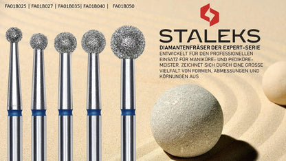 STALEKS PRO Expert Diamond Nail Drill Bit – Ball, Blue, 2.5mm, Medium Grit 120 for Manicure & Pedicure
