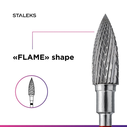 STALEKS PRO Expert Carbide Nail Drill Bit (Flame, Blue, 5mm Head / 13.5mm WP) – Medium Hardness for Artificial Nail Correction, Gel Polish Removal & Skin Processing