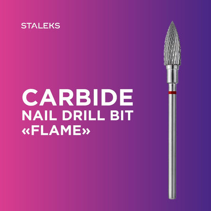 STALEKS PRO Expert Carbide Nail Drill Bit (Flame, Blue, 5mm Head / 13.5mm WP) – Medium Hardness for Artificial Nail Correction, Gel Polish Removal & Skin Processing