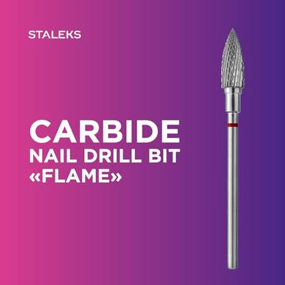 STALEKS PRO Expert Carbide Nail Drill Bit (Flame, Blue, 5mm Head / 13.5mm WP) – Medium Hardness for Artificial Nail Correction, Gel Polish Removal & Skin Processing