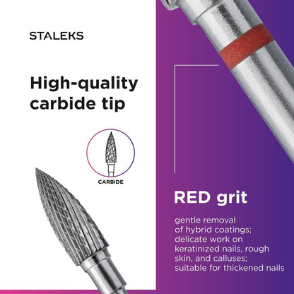 STALEKS PRO Expert Carbide Nail Drill Bit (Flame, Blue, 5mm Head / 13.5mm WP) – Medium Hardness for Artificial Nail Correction, Gel Polish Removal & Skin Processing