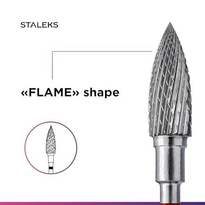 STALEKS PRO Expert Carbide Nail Drill Bit (Flame, Blue, 5mm Head / 13.5mm WP) – Medium Hardness for Artificial Nail Correction, Gel Polish Removal & Skin Processing