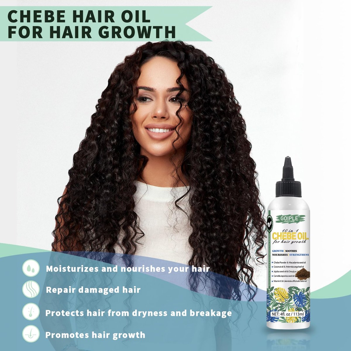 Natural 10 in 1 Chebe Oil Moisturizer for Scalp - African Chebe Powder for Stronger, Thicker, Longer Hair - All Hair Types (2 Pack) - görsel 7