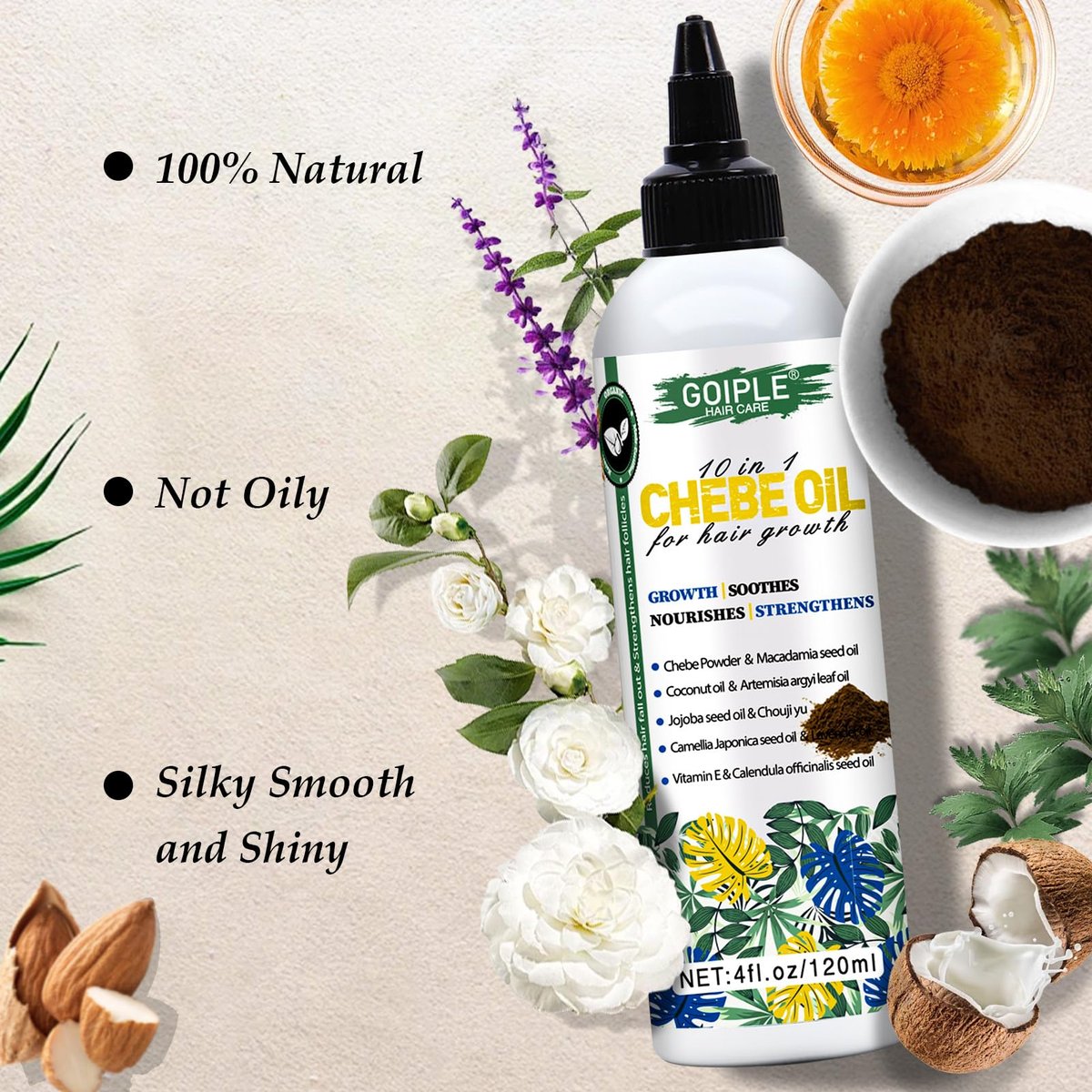 Natural 10 in 1 Chebe Oil Moisturizer for Scalp - African Chebe Powder for Stronger, Thicker, Longer Hair - All Hair Types (2 Pack) - görsel 5