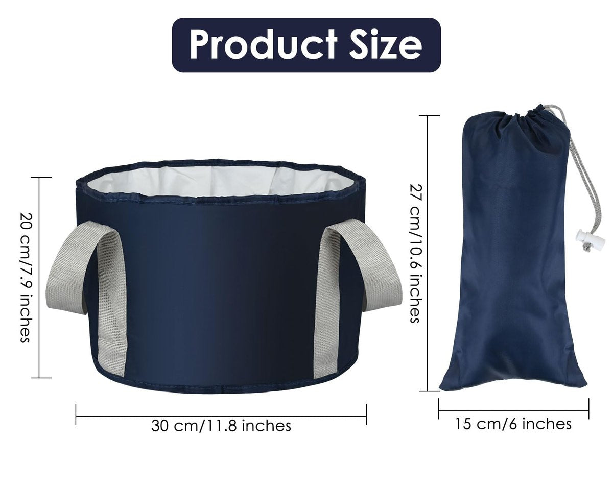 YCConcept Collapsible Foot Soaking Tub - 4.7 Gallon Portable Wash Bucket with Handle for Travel, Camping, Fishing - Navy Blue - görsel 3
