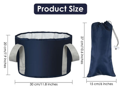 YCConcept Collapsible Foot Soaking Tub - 4.7 Gallon Portable Wash Bucket with Handle for Travel, Camping, Fishing - Navy Blue