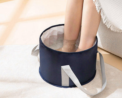 YCConcept Collapsible Foot Soaking Tub - 4.7 Gallon Portable Wash Bucket with Handle for Travel, Camping, Fishing - Navy Blue