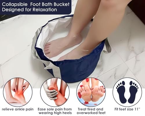 YCConcept Collapsible Foot Soaking Tub - 4.7 Gallon Portable Wash Bucket with Handle for Travel, Camping, Fishing - Navy Blue - görsel 6