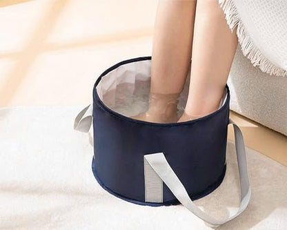 YCConcept Collapsible Foot Soaking Tub - 4.7 Gallon Portable Wash Bucket with Handle for Travel, Camping, Fishing - Navy Blue