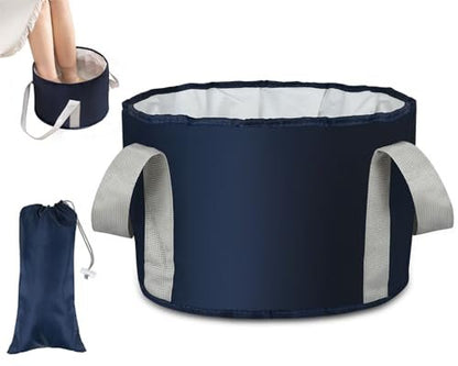 YCConcept Collapsible Foot Soaking Tub - 4.7 Gallon Portable Wash Bucket with Handle for Travel, Camping, Fishing - Navy Blue