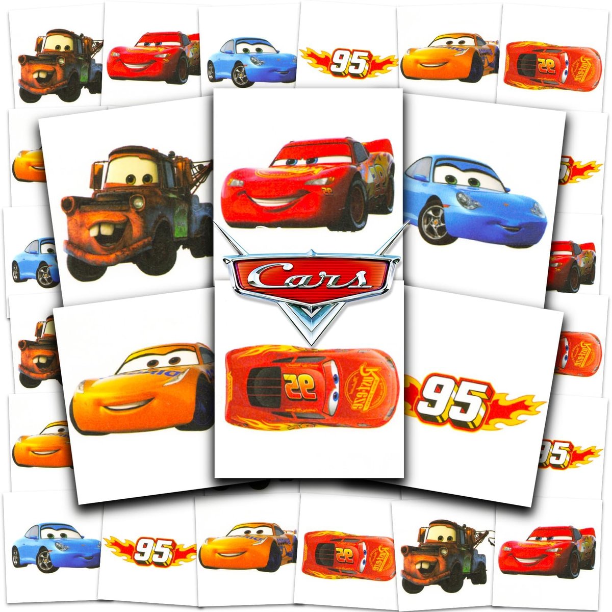 Disney Cars Temporary Tattoos for Kids - 72 Perforated Individual 2x2 Inch Tattoos - Party Favors & Supplies - görsel 1
