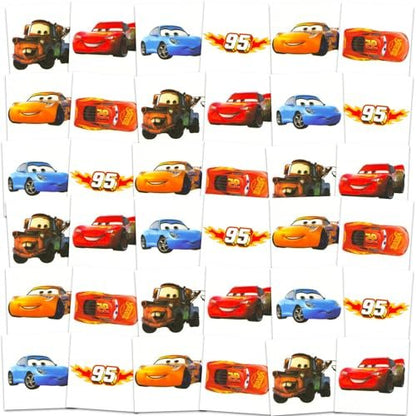 Disney Cars Temporary Tattoos for Kids - 72 Perforated Individual 2x2 Inch Tattoos - Party Favors & Supplies
