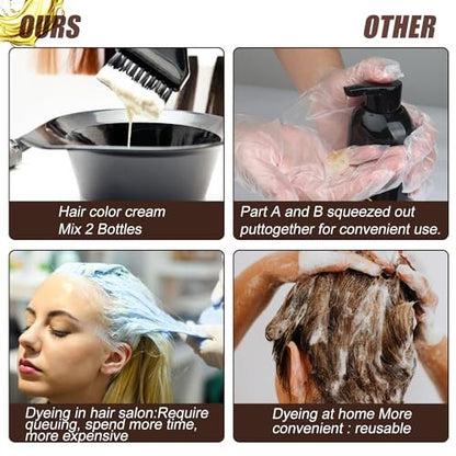 QWXPLD 3-in-1 Hair Dye Shampoo – Dark Brown, Herbal Gray Coverage for Women & Men, 16.9 Fl Oz