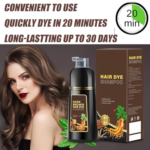 QWXPLD 3-in-1 Hair Dye Shampoo – Dark Brown, Herbal Gray Coverage for Women & Men, 16.9 Fl Oz - görsel 4