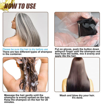 QWXPLD 3-in-1 Hair Dye Shampoo – Dark Brown, Herbal Gray Coverage for Women & Men, 16.9 Fl Oz