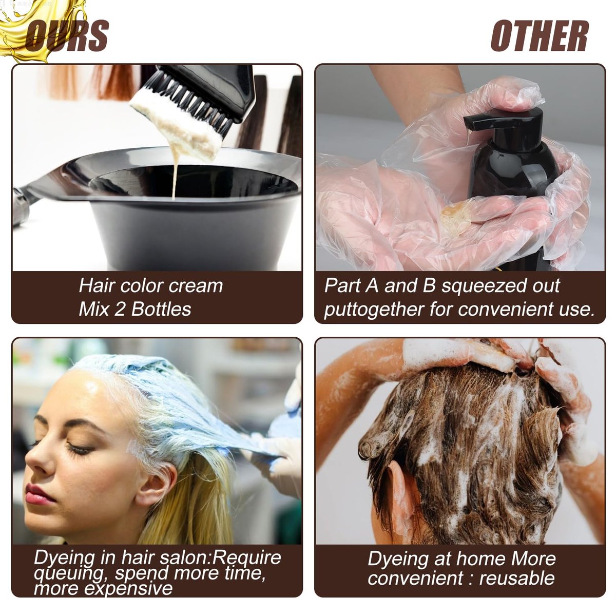 QWXPLD 3-in-1 Hair Dye Shampoo – Dark Brown, Herbal Gray Coverage for Women & Men, 16.9 Fl Oz - görsel 7