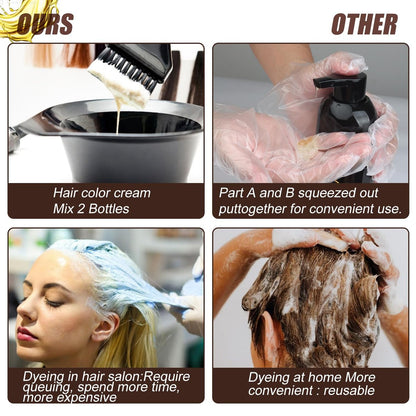 QWXPLD 3-in-1 Hair Dye Shampoo – Dark Brown, Herbal Gray Coverage for Women & Men, 16.9 Fl Oz
