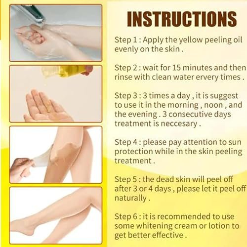 Yellow Peeling Oil for Dark Skin - Extra Strength Strong Peeling Gel Exfoliating Solution for Body, All Skin Types Dead Skin Remover (3.87 Fl Oz / 110ML) - görsel 11