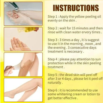 Yellow Peeling Oil for Dark Skin - Extra Strength Strong Peeling Gel Exfoliating Solution for Body, All Skin Types Dead Skin Remover (3.87 Fl Oz / 110ML)