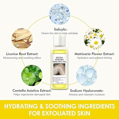 Yellow Peeling Oil for Dark Skin - Extra Strength Strong Peeling Gel Exfoliating Solution for Body, All Skin Types Dead Skin Remover (3.87 Fl Oz / 110ML) - görsel 9
